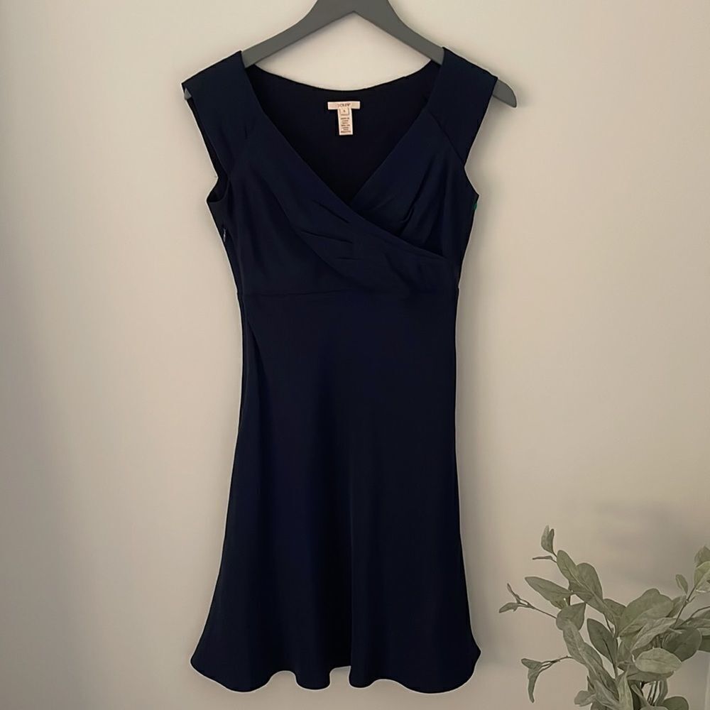 J Crew Navy Silk Dress.‎ Size 2 A-line.
